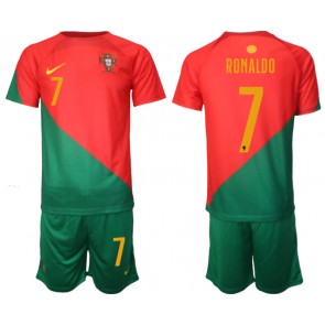Portugal Cristiano Ronaldo #7 Replica Home Stadium Kit for Kids World Cup 2022 Short Sleeve (+ pants)
